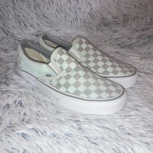 Van's 8 Checkerboard Aqua/Gray Slides